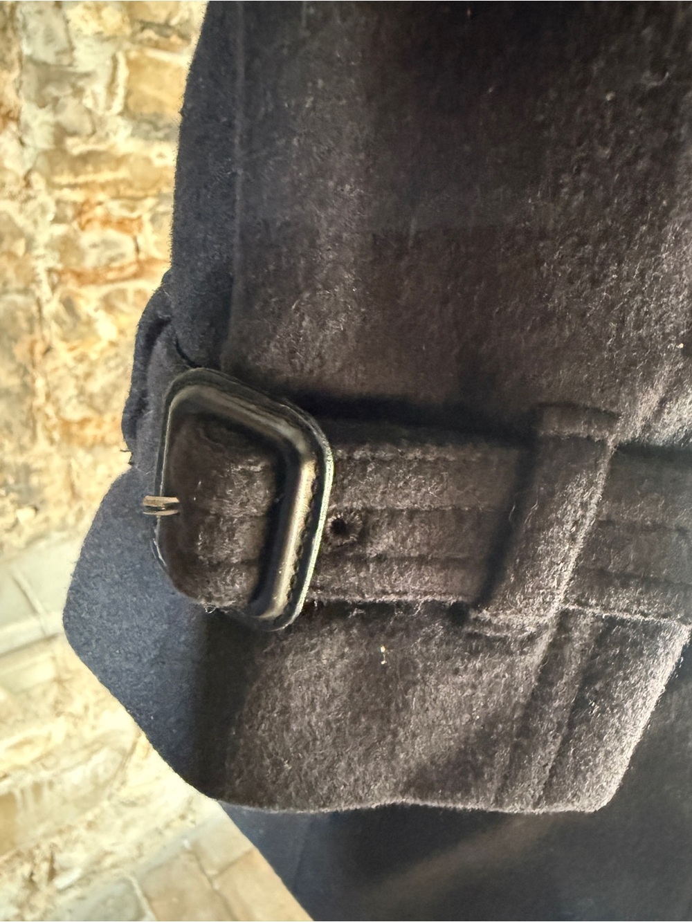 Burberry Black Double-Breasted Wool Trench Coat with Belt - Picture 3 of 11